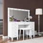 Hanah Home Mesa de Maquillaje BJ163 - 4002 con 13 Focos y Puff Blanco